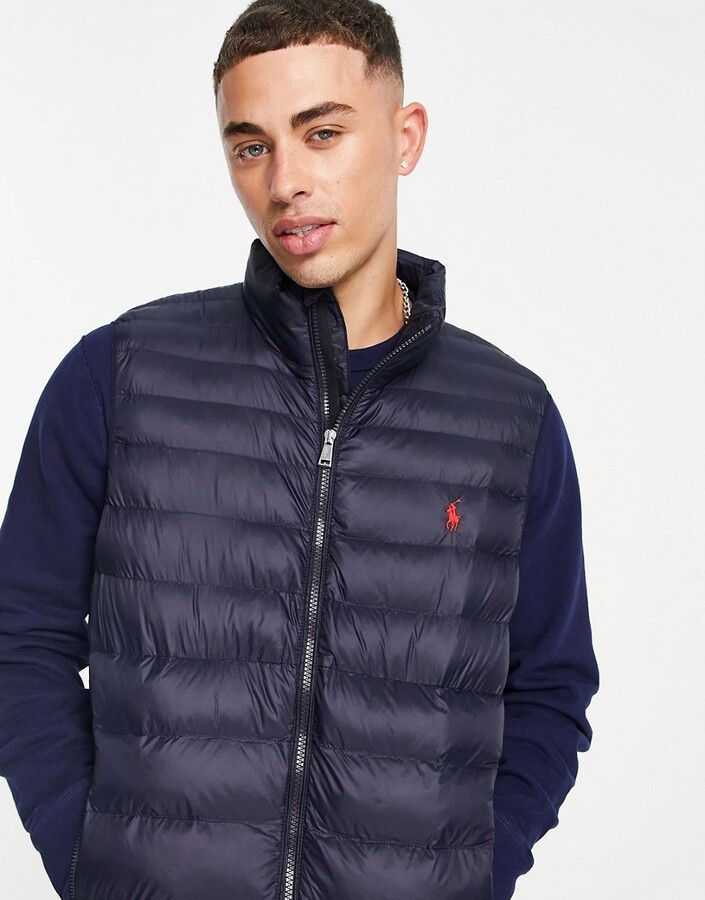 Polo Ralph Lauren Terra player logo recycled nylon puffer vest in navy -  ShopStyle Outerwear