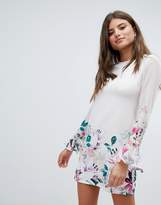 Thumbnail for your product : Jessica Wright Long Sleeve Shift Dress In Floral Border Print