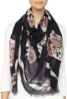 Thumbnail for your product : Alexander McQueen Floral Skull Shawl, Blue/Pink