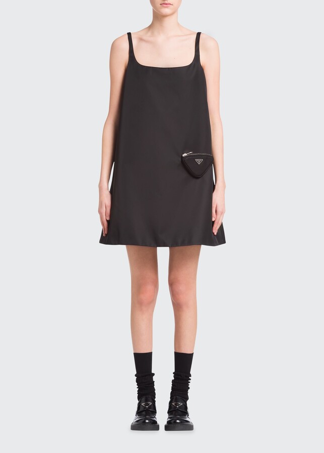 Prada Re-Nylon Mini Shift Dress w/ Triangle Pouch - ShopStyle