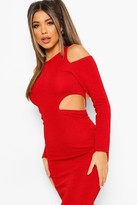 Thumbnail for your product : boohoo Textured Cut Out Waist Midaxi Dress