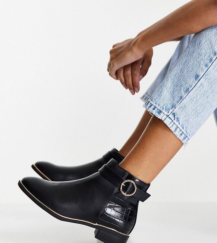 Miss KG wide fit haylee buckle chelsea boots in black - ShopStyle