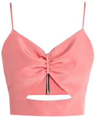 Racil - Sexy Cut Out Silk Cropped Top - Womens - Pink