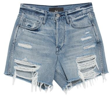 Womens Clothing Shorts Jean and denim shorts 3x1 Claudia Faded Denim Shorts in Blue 