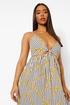 Thumbnail for your product : boohoo Striped Chain Print Cut Out Maxi Dress