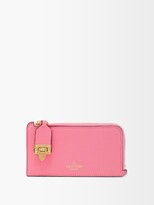 Thumbnail for your product : Valentino Garavani Rockstud Zipped Leather Cardholder - Pink
