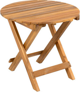 August Grove No Installation Required Foldable And Adjustable Outdoor Acacia Wood Side Table