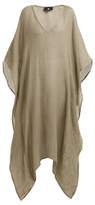 Thumbnail for your product : Su Paris - Jilaci Wide V Neck Linen Blend Dress - Womens - Khaki
