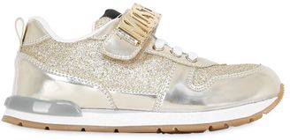 Moschino Brushed & Glittered Leather Sneakers