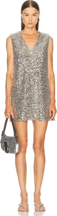 Simon Miller SIMONMILLER Fountain Sequin Dress in Metallic Silver