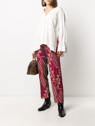 F.R.S For Restless Sleepers Geometric Print High-Waist Trousers