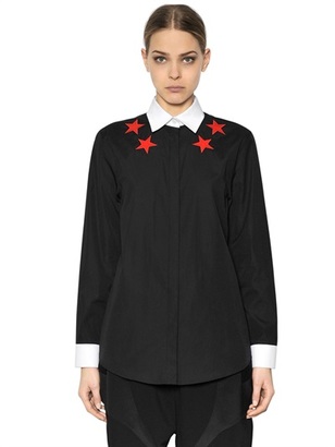 Givenchy Star Appliqué Cotton Poplin Shirt