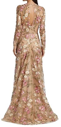 Naeem Khan Resort Floral-Embroidered Gown