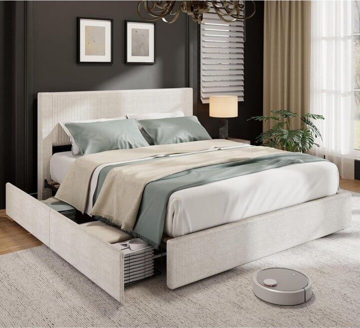 Gaomon Full Size Upholstered Platform Bed Frame with Easy Assembly and Space-Saving Design