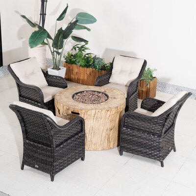 Red Barrel Studio Coventry 4-Person Outdoor Conversation Set With Cushions