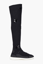 Thumbnail for your product : Valentino Garavani Embellished Stretch-knit Over-the-knee Boots