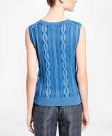 Thumbnail for your product : Brooks Brothers Sleeveless Cotton-Blend Shell