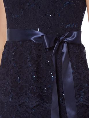 Eliza J Tiered lace dress with waist tie