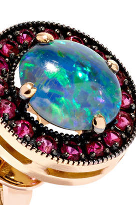 Andrea Fohrman 18-karat Rose Gold, Ruby And Opal Earrings
