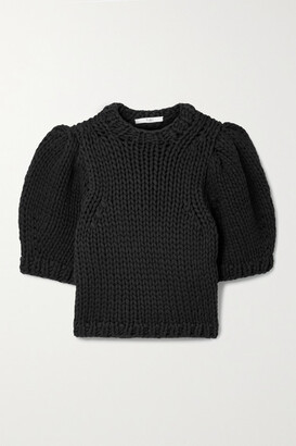 Tibi Open-knit Cotton-blend Sweater - Black