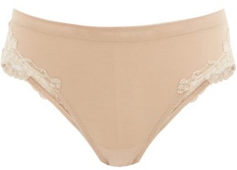 La Perla Souple Lace-trimmed Cotton-blend Jersey Briefs - Nude - ShopStyle  Panties
