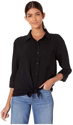 7 For All Mankind Tie Front Shirt (Black) Women's Clothing
