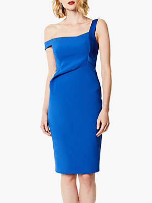 Karen Millen Asymmetric Strap Bodycon Dress, Blue