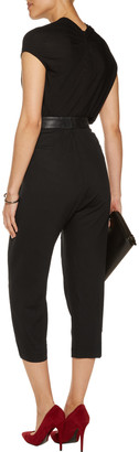 Rick Owens Cropped leather-trimmed satin-crepe tapered pants