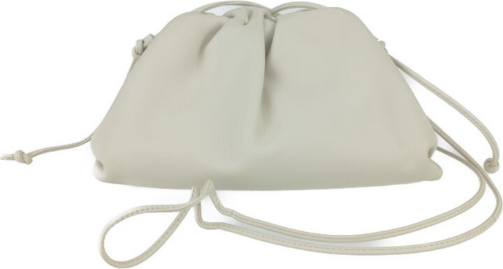 Bottega Veneta Light Beige Leather Clutch Bag Pochette Pouch Shoulder Bag (Pre-Owned)