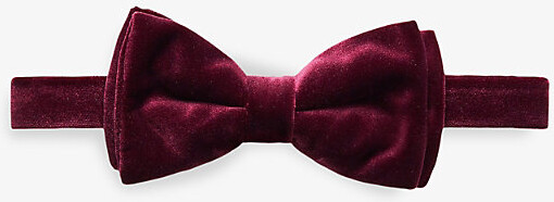 Mens Red Pre-Tied Velvet Bow Tie 1 Size