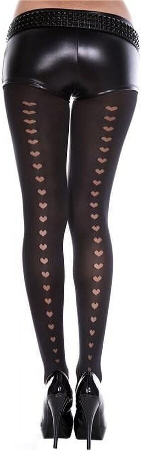 Music Legs Women’s Heart backseam spandex pantyhose with front sheer panel