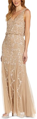 Adrianna Papell Embellished Cowl-Back Gown