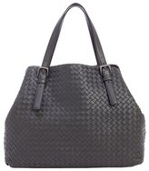 Thumbnail for your product : Bottega Veneta dark grey intrecciato leather top handle tote bag