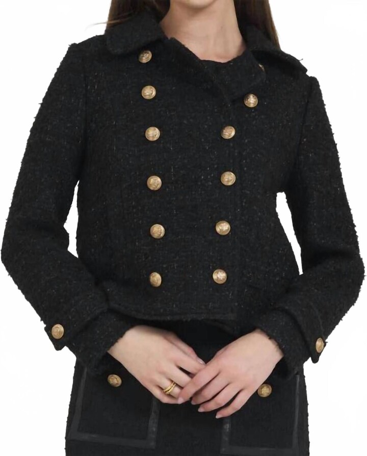 Stellah Double Breasted Peacoat In Black