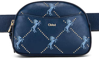 Chloé Signature Embroidered Leather Belt Bag in Eclipse Blue | FWRD