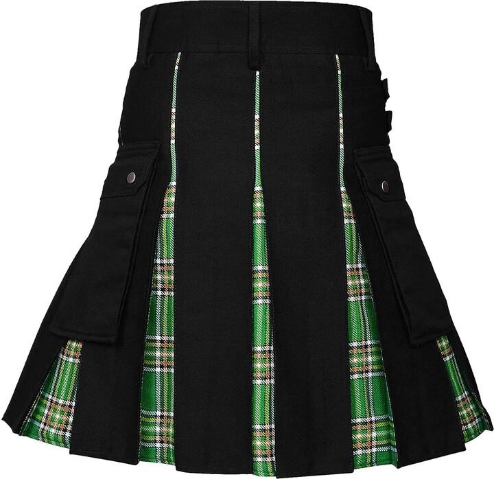 QIFLY Traditional Highland Tartan Dress Men Punk Hip Hop Skirt Scotland ...