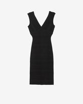 Thumbnail for your product : Herve Leger Textured V Neck Dress: Black