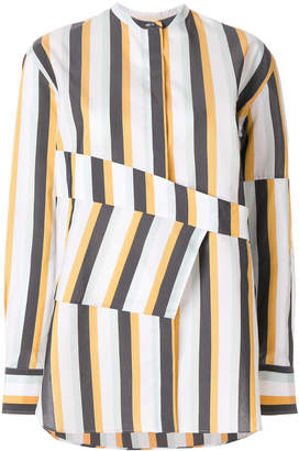 Ports 1961 striped collarless shirt