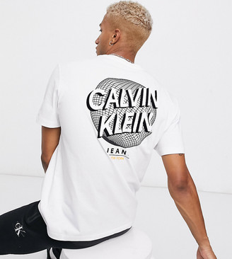 Calvin Klein Jeans ASOS exclusive oversized t-shirt with back print globe  logo in white - ShopStyle