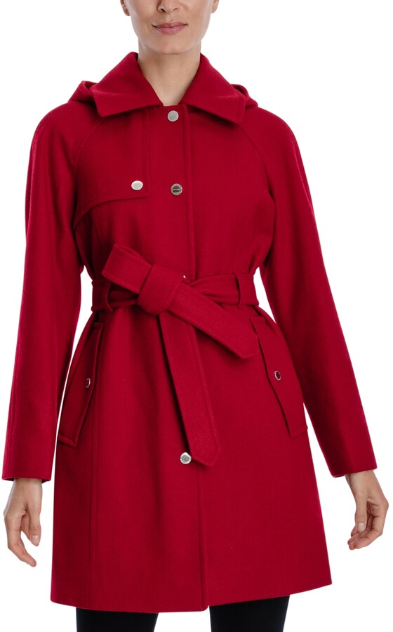 hooded belted walker coat