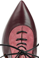 Thumbnail for your product : Malone Souliers Suede and Leather Lace-Up Pumps with Cut-Outs