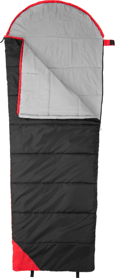 Slumbertrek Micro Tapered Sleeping Bag, Minimum Temperature +10oC / +54oF, Product Size 31.5×84 in, Black Red Color