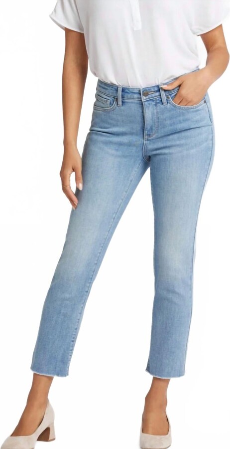 NYDJ Sheri Slim Ankle Jeans With Frayed Hem In Blue Valley