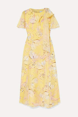 Erdem Kirstie Floral-print Silk-voile Midi Dress - Yellow