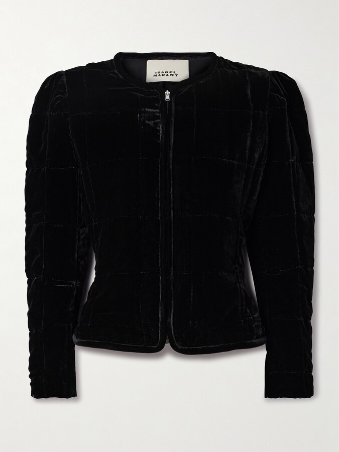 Isabel Marant - Djanet Cropped Padded Velvet Jacket - Black