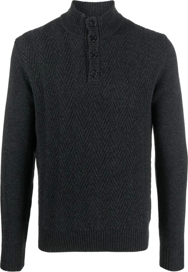 Corneliani Herringbone Mock-Neck Jumper