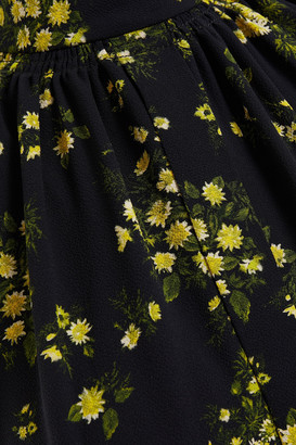 Emilia Wickstead Joelle Pleated Floral-print Textured Georgette Midi Dress