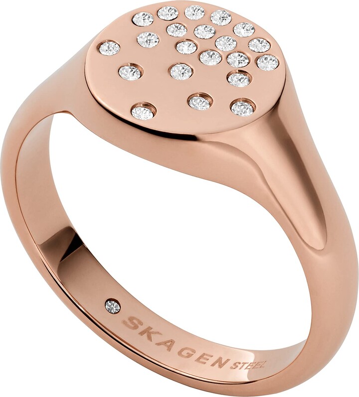 Skagen Women's Elin Rose-Tone Stainless Steel Signet Ring (Model:  SKJ1485791 - ShopStyle
