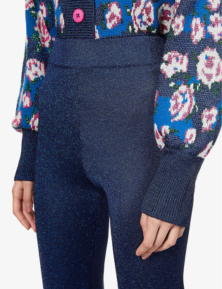 ART DEALER Metallic jacquard-pattern high-rise stretch-knit trousers