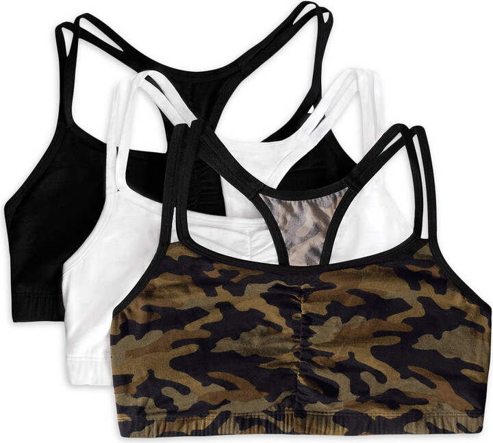 Fruit of the Loom Women’s Spaghetti Strap Cotton Sports Bra, 3-Pack, Style-9036